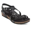 Aetrex Women's Lauren Adjustable Cross Band Sandal Black