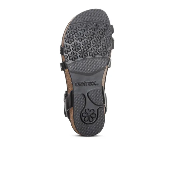 Aetrex Women's Lauren Adjustable Cross Band Sandal Black