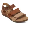 Aetrex Women's Lilly Adjustable Quarter Strap Sandal Walnut