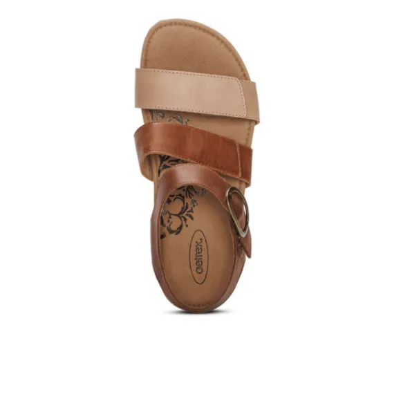 Aetrex Women's Lilly Adjustable Quarter Strap Sandal Walnut