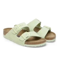 Birkenstock Women's Arizona Soft Footbed Suede Leather Green/Lime
