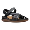 Clarks Women's Cecily Strap Leather Wide Black Combo
