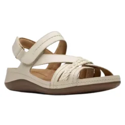 Clarks Women's Cecily Strap Leather Wide Cream