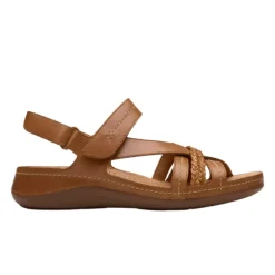 Clarks Women's Cecily Strap Leather Wide Tan Combo