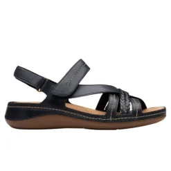 Clarks Women's Cecily Strap Leather Wide Black Combo
