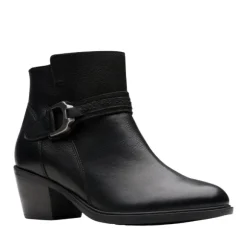Clarks Women's Neva Buckle Wide Black Leather