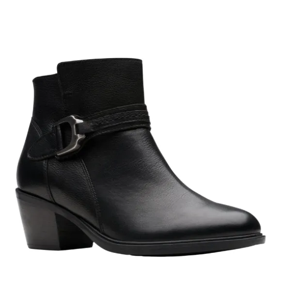 Clarks Women's Neva Buckle Wide Black Leather