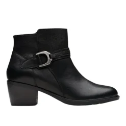 Clarks Women's Neva Buckle Wide Black Leather