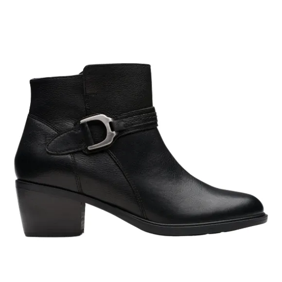 Clarks Women's Neva Buckle Wide Black Leather