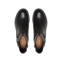 Clarks Women's Neva Buckle Wide Black Leather