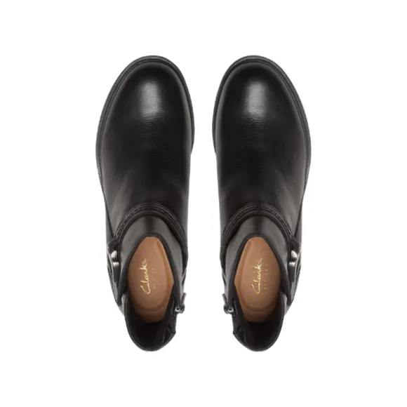 Clarks Women's Neva Buckle Wide Black Leather