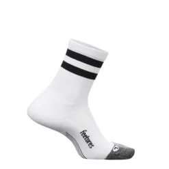 Feetures Unisex Elite Light Cushion Mini Crew White High Top Stripe