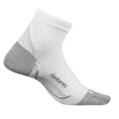 Feetures Unisex Plantar Fasciitis Relief Sock Ultra Light Quarter White/Black
