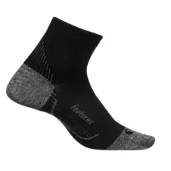 Feetures Unisex Plantar Fasciitis Relief Sock Ultra Light Quarter White/Black